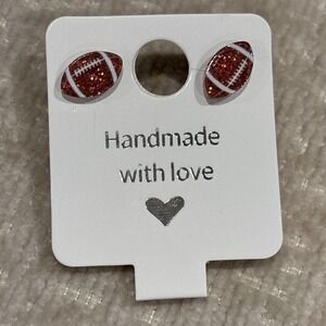 New Glitter Football Stud Post Earrings Bling